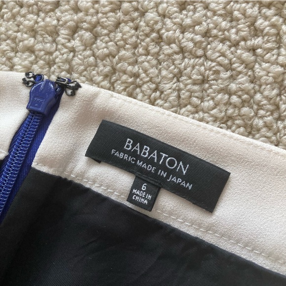 Babaton Aritzia Colorblock Mini Skirt Size 6 Blue Cream Black Lined Like New - Picture 4 of 10